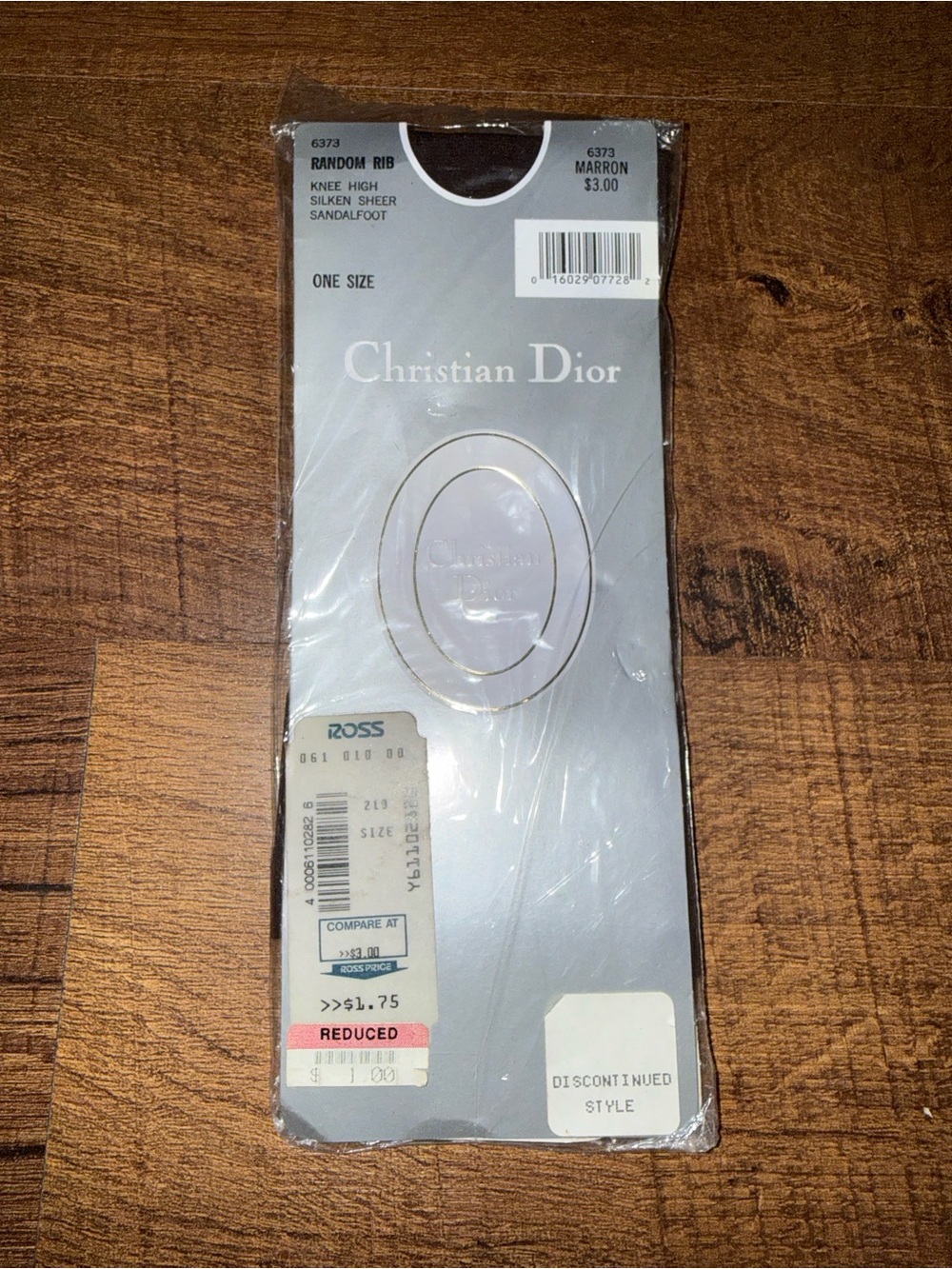 Vintage Dior Sheer Knee-High Sandalfoot Hosiery in Marron